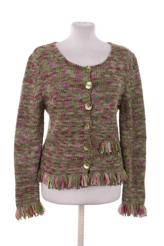 Sweter rozpinany damski marmurkowy zieleń/róż