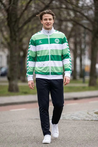 Bluza Dresowa Paski Hummel - Zielono-Biała