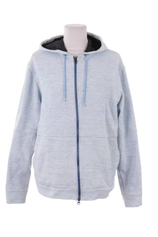 Bluza męska z kapturem zapinana melanżowa - Niebieska