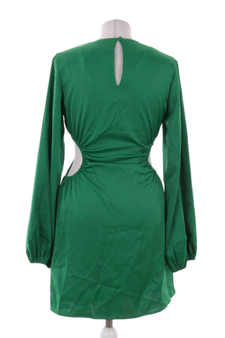 Sukienka satynowa cut-out - Butelkowa zieleń