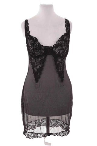 Koszulka nocna Babydoll z koronką - Czarna