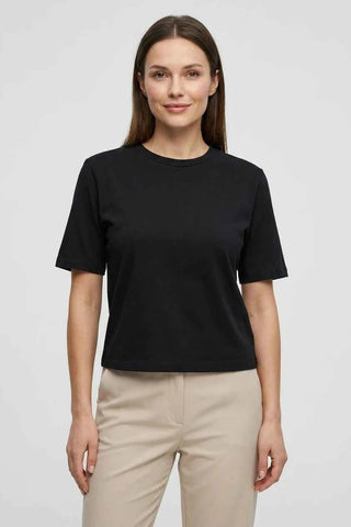 T-shirt damski bawełniany klasyczny - Czarny