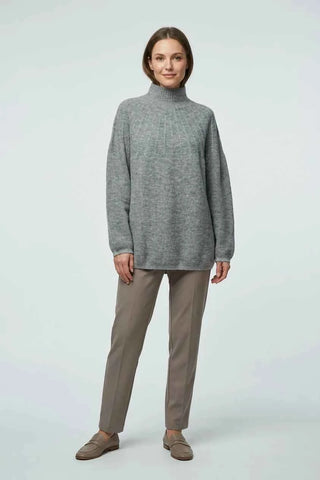 Sweter z golfem dzianinowy - Szary