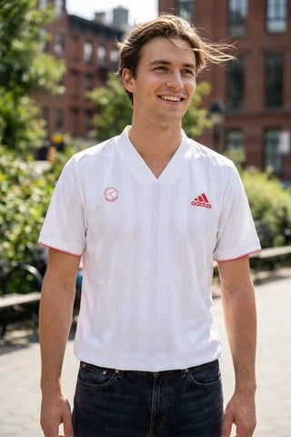Koszulka męska w prążki Adidas - Biała