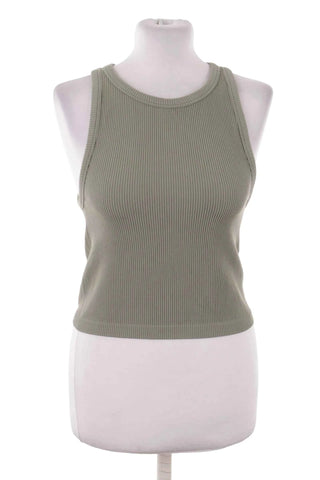 Damski Zielony Crop Top Prążkowany