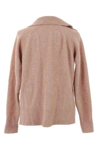 Sweter damski z kołnierzykiem V-neck - Beżowy  30% wełna 15% lama