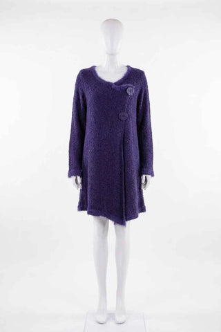 Kardigan bouclé oversize z futerkiem - Fioletowy