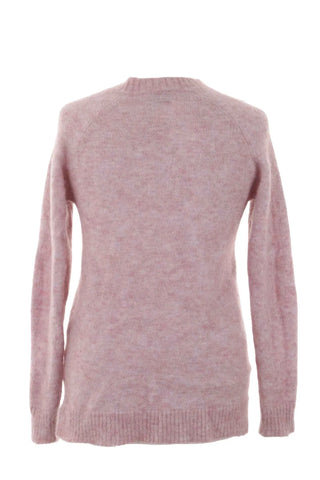 Sweter damski puszysty V-neck - Różowy  34% moher, 34% wełna