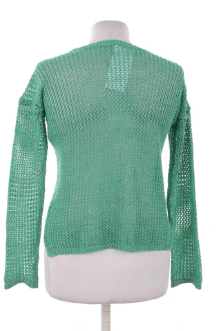 Sweter ażurowy z metaliczną nitką - Zielony