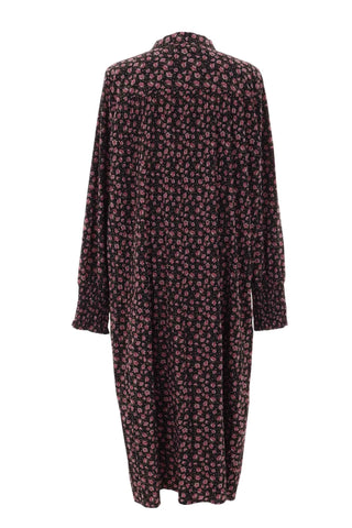 Sukienka koszulowa maxi w kwiaty - Czarna