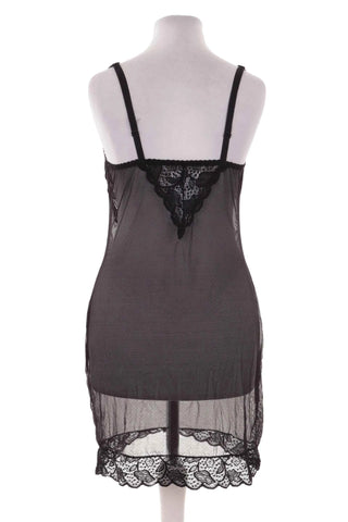 Koszulka nocna Babydoll z koronką - Czarna