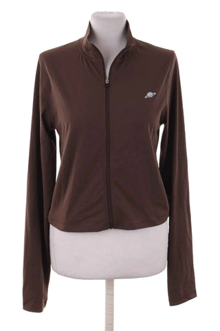 Bluza sportowa damska rozpinana z logo - Brązowa