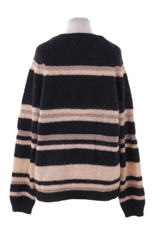 Sweter w paski z lureksem – Granatowy-Beżowy