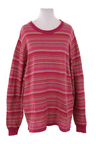 Sweter damski wzorzysty w paski - Różowy