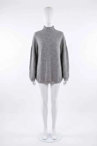 Sweter z golfem dzianinowy - Szary
