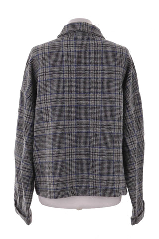 Kurtka koszulowa oversize w kratkę szara  50% wełna
