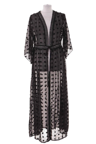 Narzutka plażowa długa w kropki - Czarna