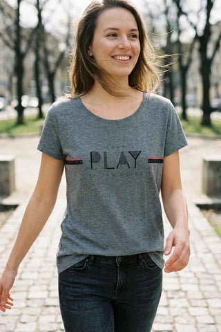 T-shirt damski z nadrukiem - Szary