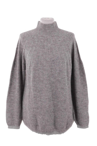 Sweter z golfem dzianinowy - Szary