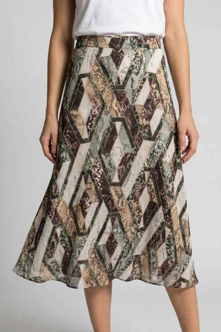 Spódnica maxi w geometryczny wzór zwierzęcy - Beżowa