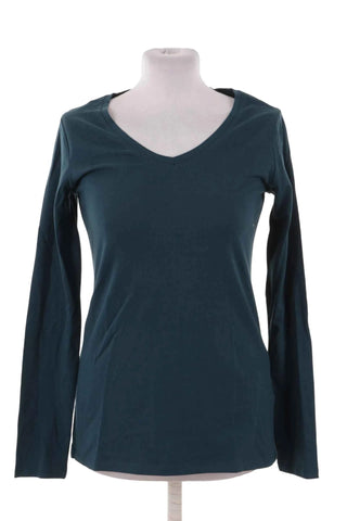 Bluzka damska long sleeve dekolt V - Butelkowa zieleń