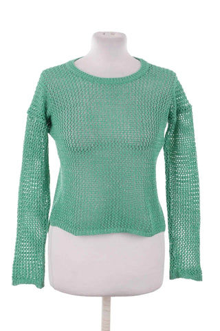 Sweter ażurowy z metaliczną nitką - Zielony