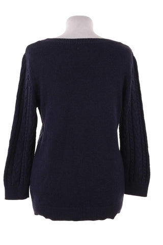 Sweter damski warkoczowy splot - Granatowy  8% alpaka