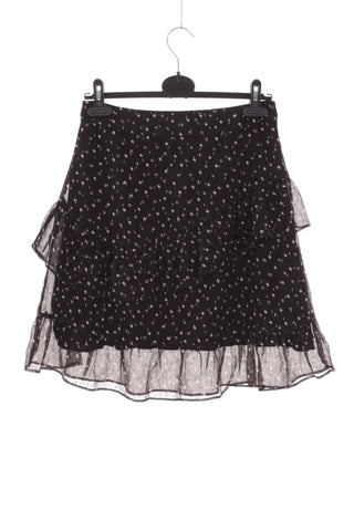 Spódnica mini w kropki z falbanami - Czarna