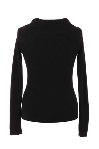 Sweter prążkowany z kołnierzykiem - Czarny