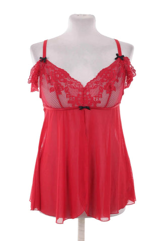 Koszula nocna babydoll koronkowa - Czerwona