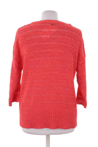 Sweter damski dzianinowy luźny - Koralowy