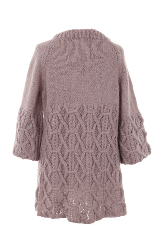 Sweter damski wełniany wzorzysty - Beżowy  60% moher  20% wełna