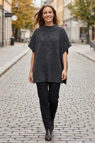 Sweter półgolf damski luźny Szary  30% wełna