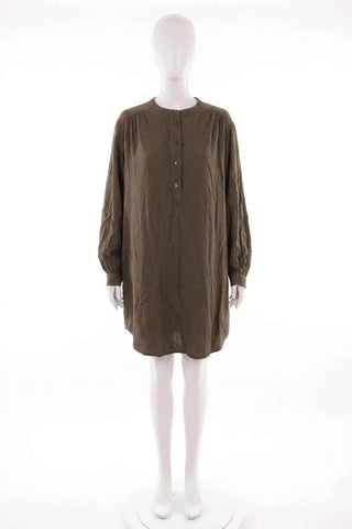 Sukienka koszulowa oversize wiskozowa - Zielona