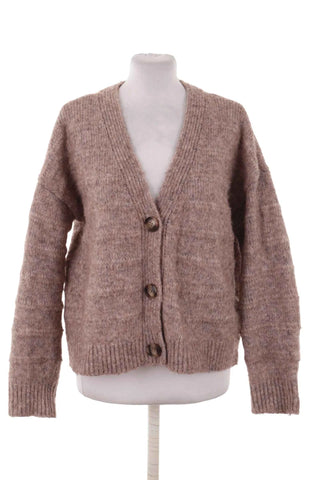 Sweter rozpinany oversize dzianinowy - Beżowy  4% wełna