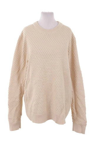 Sweter damski z waflowym splotem - Kremowy