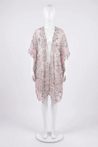 Lekkie Kimono z Różowymi Akcentami  100% modal