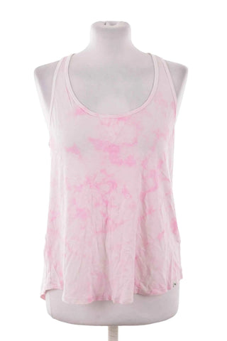 Top na ramiączkach marmurkowy tie-dye - Różowy