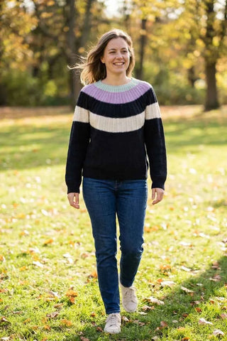 Sweter damski paski dzianinowy  15% wełna