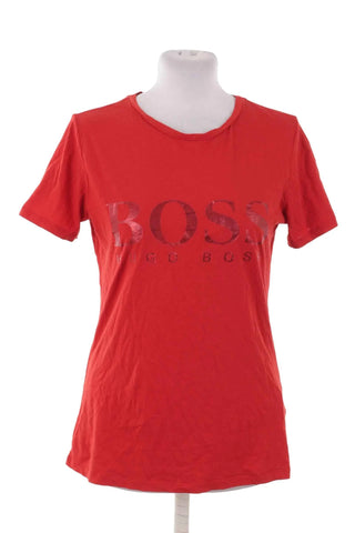 T-shirt bawełniany BOSS - Czerwony