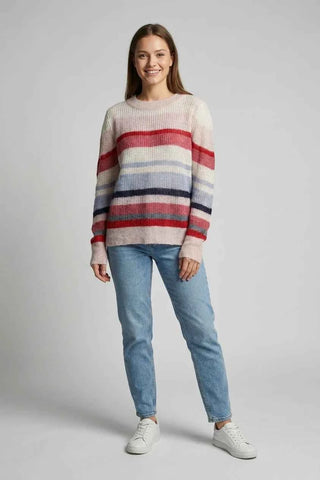 Sweter dzianinowy w paski  34% alpaka, 20% wełna