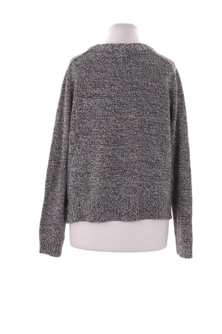 Szary Melanzowy Sweter Damski Crew Neck