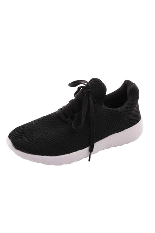 Sneakersy damskie lekkie dzianinowe - Czarno-białe