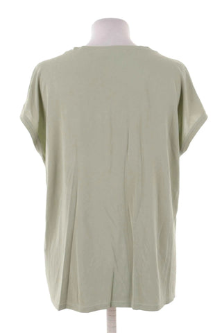 T-shirt damski z dekoltem V luźny - Zielony  70% modal