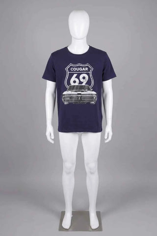 T-shirt bawełniany z nadrukiem Cougar 69 - Granatowy