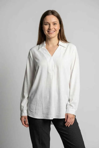 Koszula oversize z dekoltem V - Biała