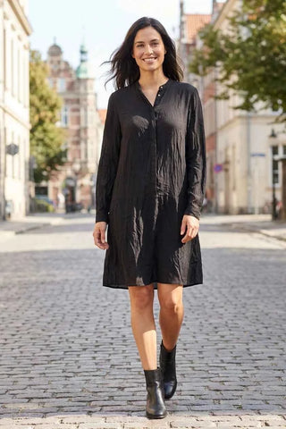 Sukienka koszulowa szmizjerka - Czarna  30% jedwab