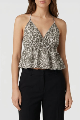 Damski top w kwiaty z dekoltem halter