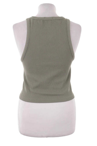 Damski Zielony Crop Top Prążkowany