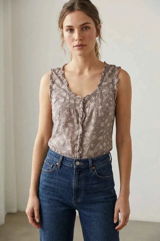 Damski top w kwiaty z guzikami
